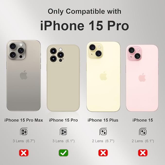 Magnetic for iPhone 15 Pro Case, Compatible with MagSafe, with 9H Nano Screen Protectors, Full Camera Protection, Silicone Shockproof Microfiber Lining Phone Case 6.1", Khaki