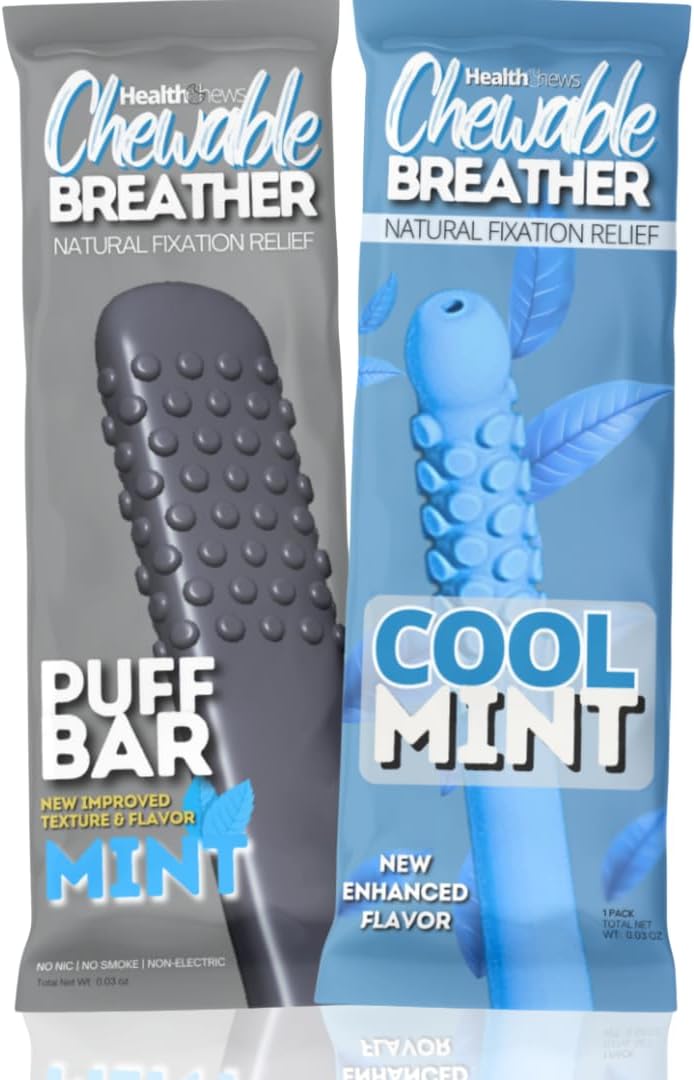 Health Chews Chewable Breather Mint – Natural Aromatherapy Puff Bar Quit Vaping Aid, Nicotine-Free Solution Oral Fixation Relief – Essential Oil Infused Craving Relief & Anxiety Support Tool