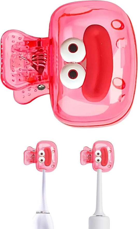Upgrade Travel Toothbrush Head Covers Toothbrush Protector Cap Brush Pod Case Protective Portable Plastic Clip for Household Travel, Bathroom, School, Camping, Business (P, 2 Pack)
