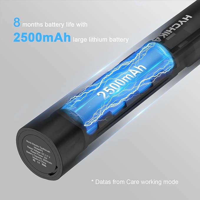 Sonic Electric Toothbrush for Adults,Rechargeable 240 Days Battery Life with 2500mAH Large Capacity, 8 Pack Quality Brushheads,3 Classic Brushing Modes,2 Min Smart Timer Battery Toothbrush,Black