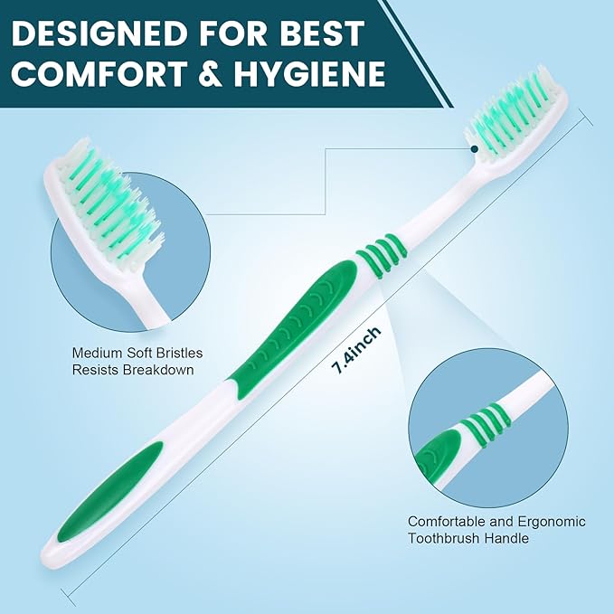 Navona 400 PCS Premium Individually Wrapped Bulk Toothbrush Pack, Disposable Toothbrushes, Kids Toothbrush, Medium Soft Bristle Toothbrushes, Ergonomics Handle, Perfect for Travel Hotel Donation