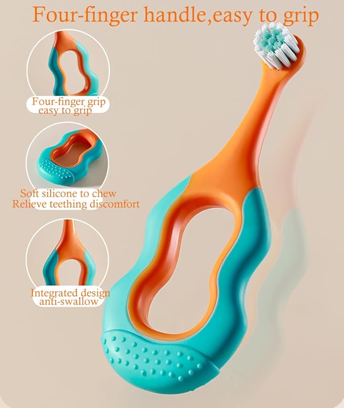 Baby Toothbrush,Lovely Calabash Handle Design Soft Bristles Infant to Toddler Toothbrush,Small Head for 0-3 Years, Teething Relief, 4 Pack