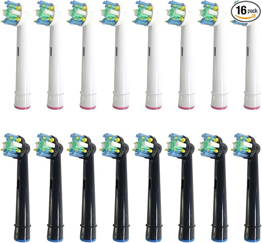 Replacement Heads Compatible with Oral B Braun,16-Pack Professional Electric Toothbrush Heads Brush Heads Compatible with Oral B, Replacement Heads Refill 7000/Pro 1000/9600/500/3000/8000