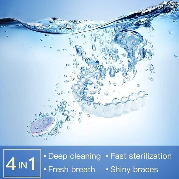 Y-Kelin Retainer and Denture Cleaner 120 Tablets for 4 Months Removes Stains Plaque Odors for Dentures Retainers Mouth Guard and Removable Dental Appliances (120 PCS, Mint)