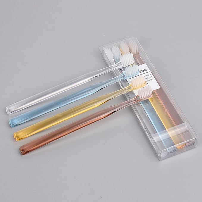 8pcs Superfine Soft Bristle Toothbrush with Ergonomic Anti-Slip Handles Crystal Transparent Small Head Manual Toothbrushes for Travel and Home Use