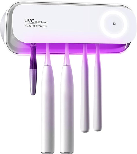 Toothbrush San itizer Holders Tooth Brush Holder Wall-Mounted for Bathroom 5 Slots Electric Toothbrush Holder with Light San itizer Toothbrush Cleaner with Air Dry