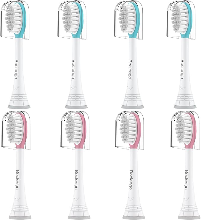 Kids Replacement Toothbrush Heads for Philips Sonicare Kids Replacement Heads, Soft Standard Brush Head for 7-12 Child,for Phillips Sonic Care Electric Small Brush HX6032/94,HX6320,4 Blue+4 Pink