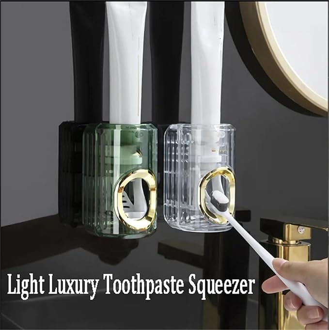 Light Luxury Toothpaste Squeezer, Automatic Toothpaste Squeezer, Toothpaste Dispenser, Household Wall Mounted Non-Punching Squeezer Toothbrush Holder Saves Toothpaste for Home (Color 02)