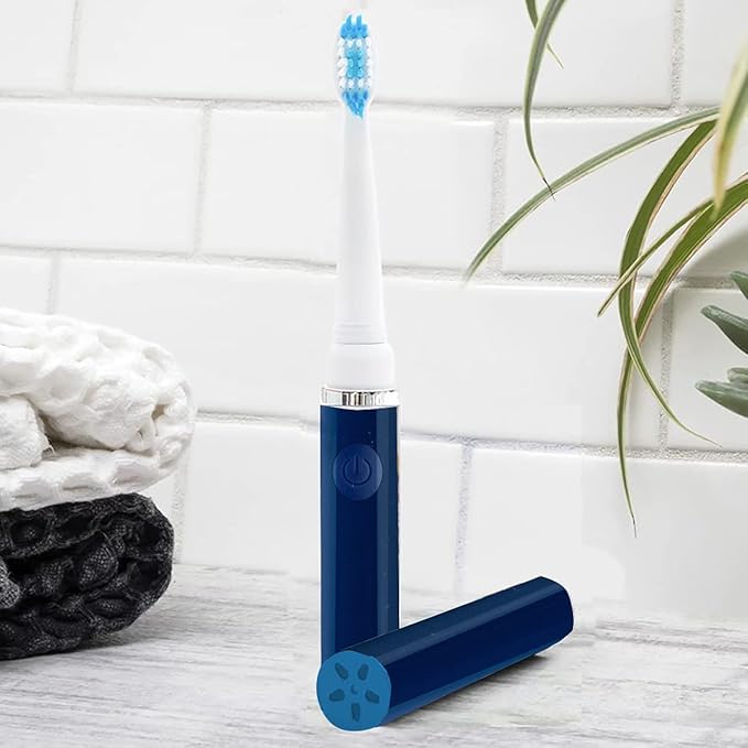 Pop Sonic Electric Toothbrush (Navy Blue) - Travel Toothbrushes w/AAA Battery | Kids Electric Toothbrushes with 2 Speed & 15,000-30,000 Strokes/Minute, Dupont Nylon Bristles