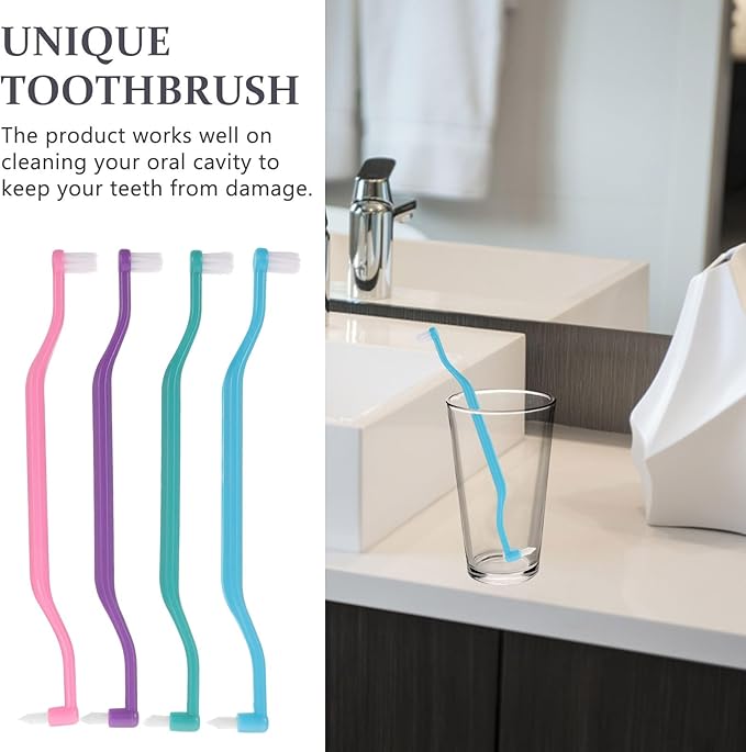 Double-Headed Interdental Toothbrush Set 4pcs Compact Tapered Brushes for Deep Cleaning Teeth Gaps Home Oral Care Tools for Braces and Daily Use