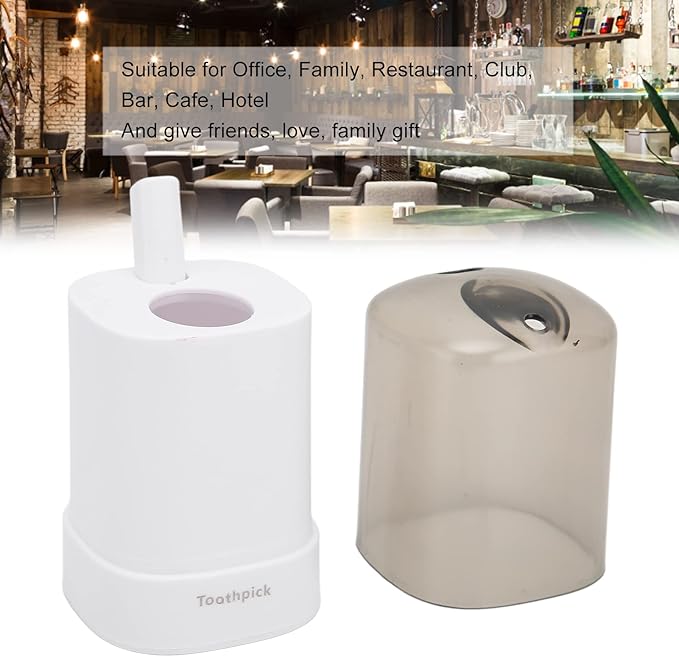 Automatic Toothpick Dispenser, Popping Up Toothpick Dispenser Thickening Toothpick Holder Pocket Toothpicks Container Tooth Pick Storage Box for Kitchen Restaurant Table Party(White)