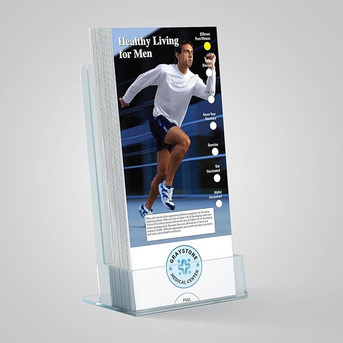 ZOCO - Healthy Living for Men Slide Chart - Custom Promotional Item (Pack of 250) - Diet, Exercise, Mental Health Guide, Brochure - Doctor’s Office, Health Clinics, Fitness Handout - 3.75 x 8.5 in.