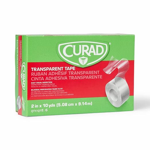 CUARD Tear-to-Fit Clear Plastic Tape, 2 Inch x 10 Yards per Roll, Box of 6