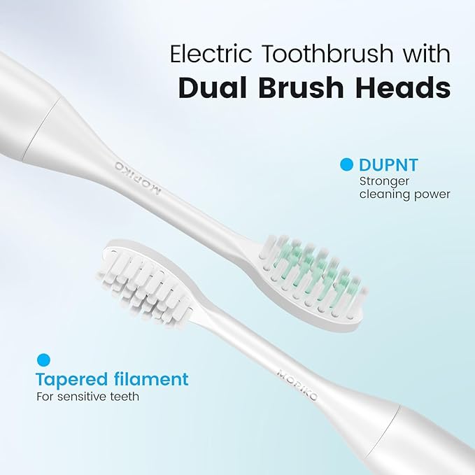 Sonic Electric Toothbrush for Adults - Type C Rechargeable Portable 3 Modes White Sonic Electric Toothbrush with Travel Kit