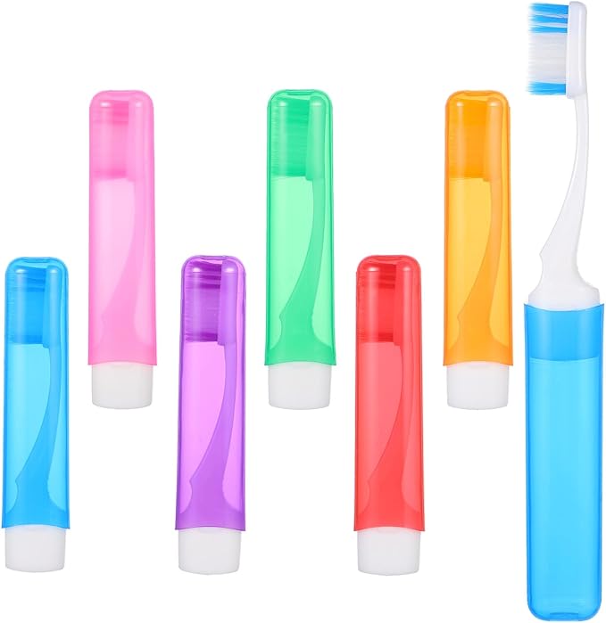 60 Pcs Folding Mini Toothbrush Travel Toothbrush, Portable Travels Size Toothbrushes Tooth Brush with Case, Bulk Toothbrushes Small Tooth Brush for Camping, Hiking, School, Home, Traveling