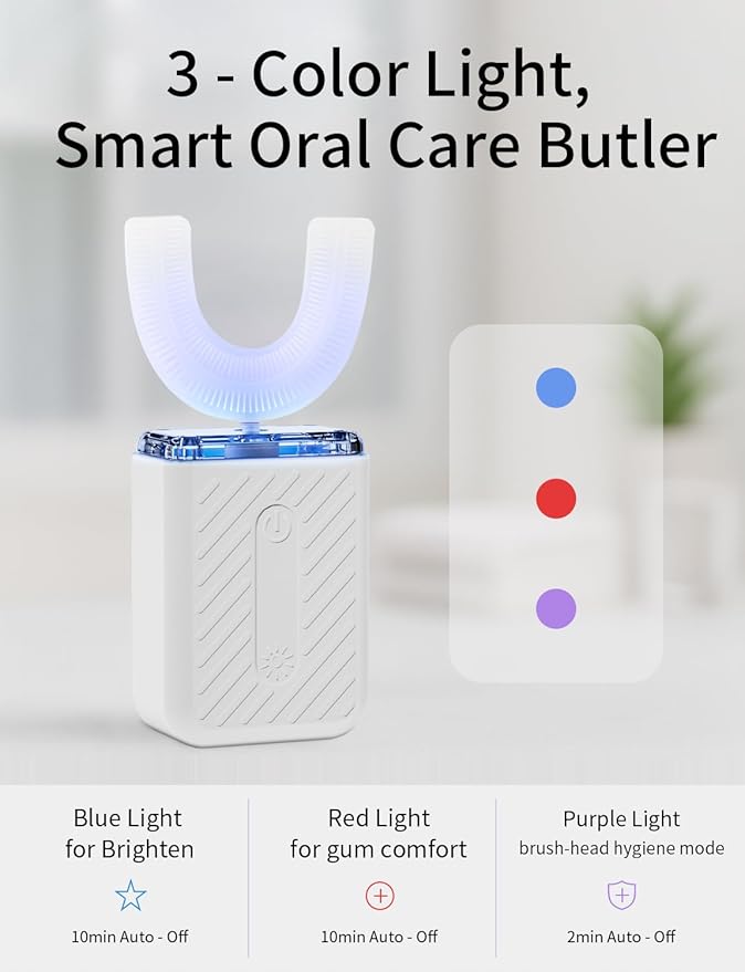 U-Shaped Electric Toothbrush, 4 Modes, 60-Second Clean, Magnetic Contact Charging, Compact and Lightweight