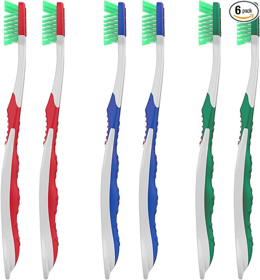 Extra Firm Toothbrushes, Ergonomic Handle, 6 Count