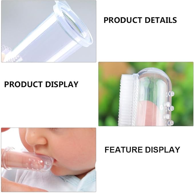 Finger Toothbrush 10Pcs Set, Soft Silicone Teething Brush with Case, Oral Massager for Newborns and Babies’ Teeth Cleaning