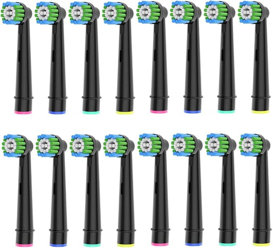 16pcs Precision Toothbrush Heads Compatible with Oral B Electric Toothbrushes, Black