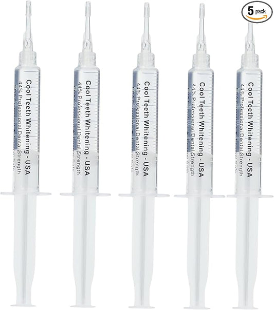 Teeth Whitening Gel for Trays - Professional Strength 44% Carbamide Peroxide, 5 Syringes (50 Treatments) + 2 Trays – Enamel Safe, Removes Coffee & Other Stains