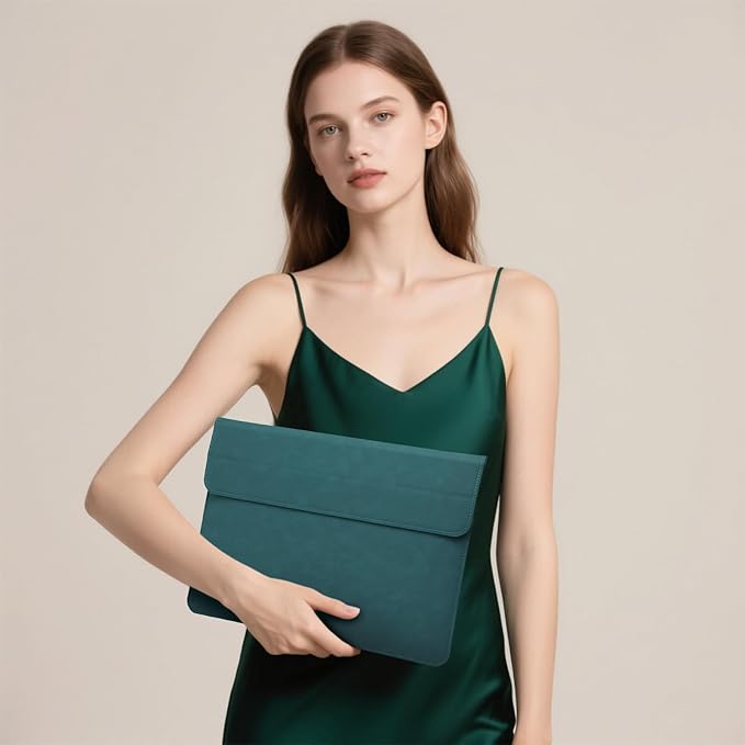 HYZUO 15-16 Inch Laptop Sleeve Case with Stand Feature for MacBook Pro 16 M4/M3/M2/M1 Pro/Max 2025-2019, XPS 15, MacBook Pro 15 2015-2012, Samsung Galaxy Book Flex/Pro 15, Dark Green