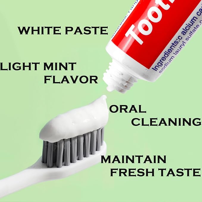 60 Tubes Bulk Travel Size Toothpaste,Miniature 0.88oz(25g) Small Toothpaste Travel Size Bulk 1.3x3.93 inches Peppermint Mini Disposable Toothpaste for Hotel,Guests,Homeless,Charity