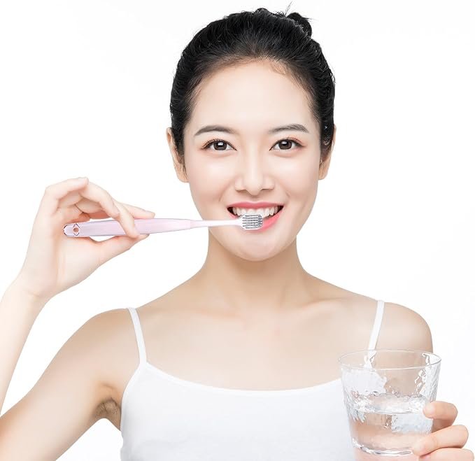 SMASOLO Crystal Toothbrush Set 6Pcs with Silver Ion Soft Bristles Wide Head Oral Care Toothbrushes for Adults Travel Use (Green Pink, 3Pcs Each)