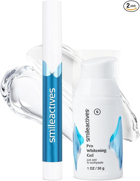 Smileactives Teeth Whitening Kit, Complete at Home Teeth Whitening Treatment, Travel Size Tooth Whitening, Stain Remover for White Teeth, Contains Clinical-Grade Hydrogen Peroxide, 30 Day Kit