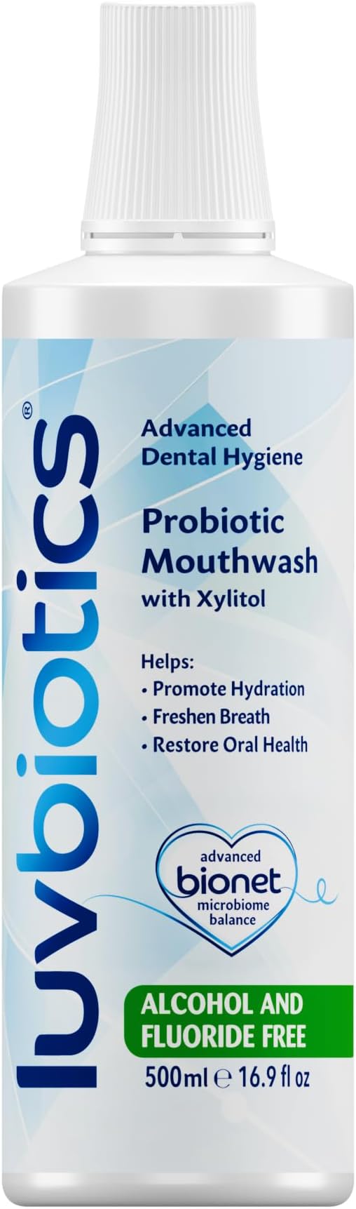 Luv Biotics Alcohol & Fluoride Free Mouthwash with Oral Probiotics, Xylitol for Fresh Breath, Gum Health & Oral Microbiome Support-500m