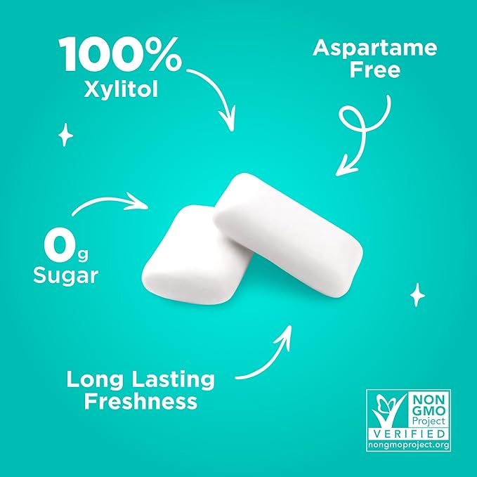 PUR Gum | Aspartame Free Chewing Gum | 100% Xylitol | Natural Wintergreen Flavored Gum, 55 Pieces (Pack of 6)