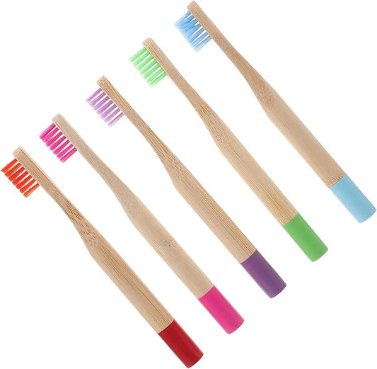 5Pcs Toothbrush Charcoal Soft Bristles Safe Toothbrushes with Comfortable Round Handles Travel-Friendly Oral Care Random Color