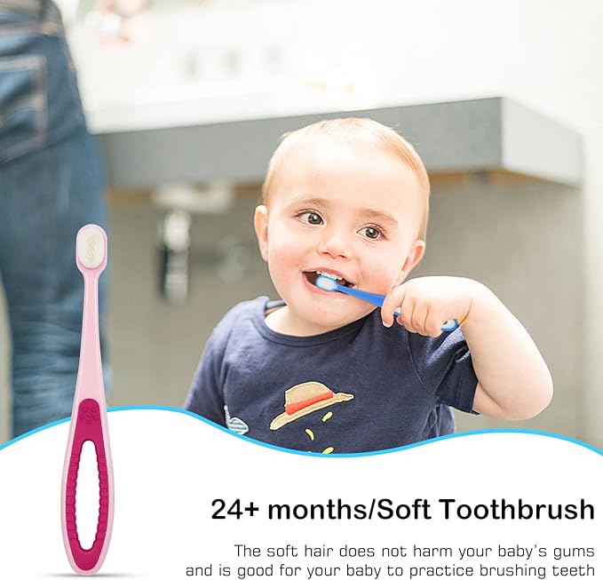 6 in 1 Baby Training Toothbrush Set - Infant to Toddler Toothbrush Oral Care Toothbrush - Food Grade Silicone,Extra Soft Bristles,Perfect for 6+,12+,24+ Months