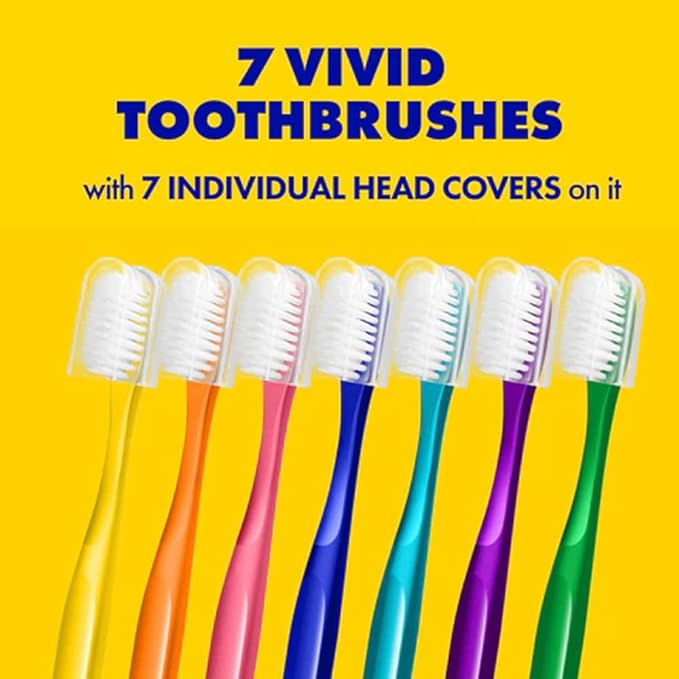 Way.V Extra Soft Toothbrush 7 Pack for Sensitive Gums and Teeth 3000 Ultra Gentle Bristles Brushes with Hygienic Head Covers Friendly Dentist Recommended BPA Free - Family Container 7 Pack
