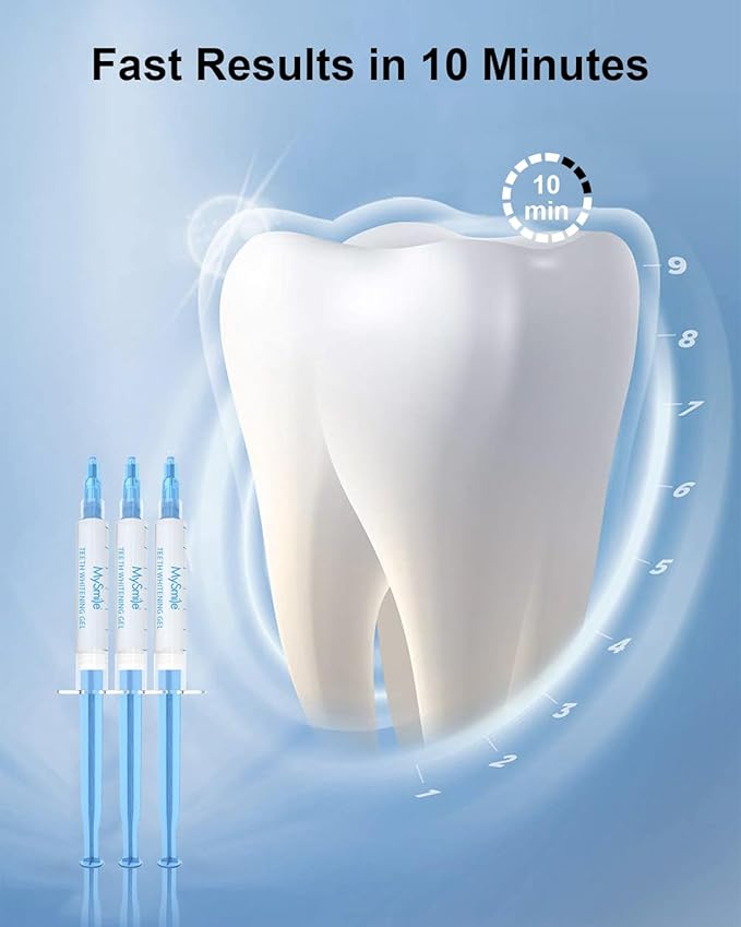MySmile Teeth Whitening Gel Refills Pack, 6 Non-Sensitive Tooth Whitening Gel for White Teeth, Teeth Whitener Dental Grade Tooth Stain Remover for Tray, 10 min Fast Result Whitening