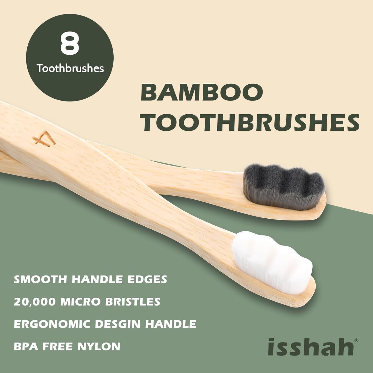 Bamboo Micro-Nano Toothbrushes, Extra Soft Toothbrush with 20000 Bristles Designed for Sensitive Gums Kids Adults (Black White 10P)
