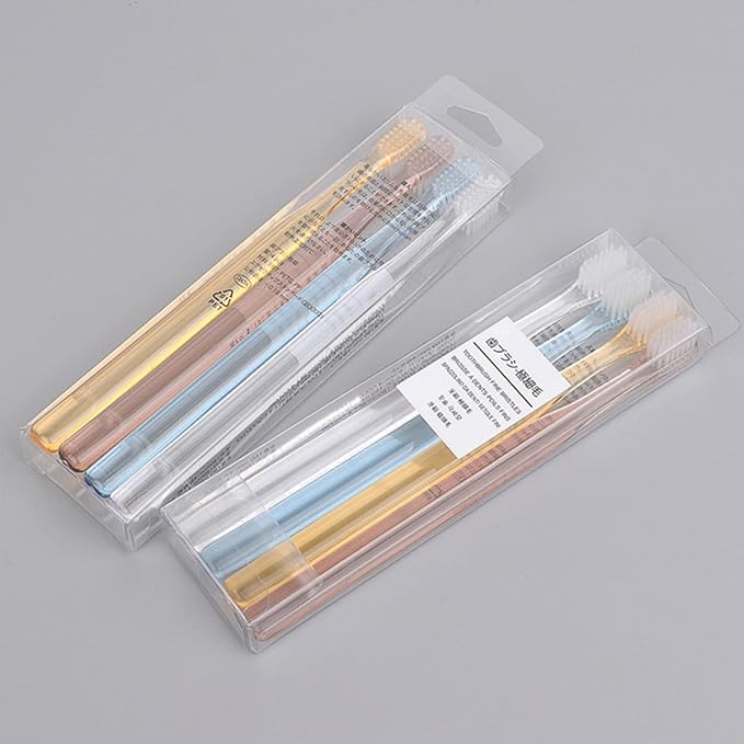 8pcs Superfine Soft Bristle Toothbrush with Ergonomic Anti-Slip Handles Crystal Transparent Small Head Manual Toothbrushes for Travel and Home Use