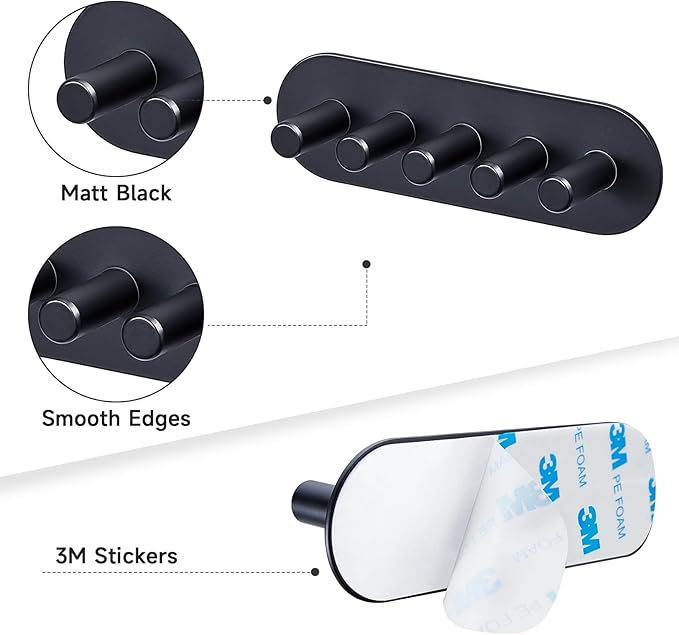 Electric Toothbrush Head Holder, Toothbrush Holders Wall Mounted, Adhesive Tooth Brush Head Holder Organiser, Electric Toothbrushs Holder, Shower Tooth Brushing Holder (Black, Large)