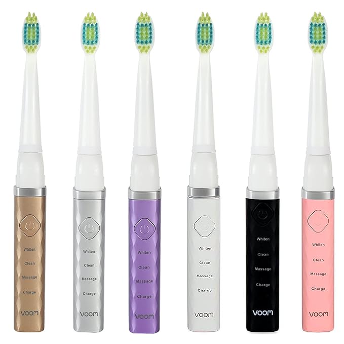 Voom Sonic Pro 3 Rechargeable Electric Toothbrush With Soft Dupont Nylon Bristles Dentist Recommended Portable Oral Care 2-Minute Timer 3 Adjustable Speeds Light Weight Design - Silver