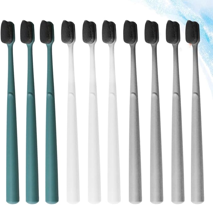 Wakauto 10pcs Adult Soft Bristle Toothbrushes Portable Single Tube Pack Ergonomic Design Manual Teeth Cleaning Tools for Travel and Daily Use Random Color