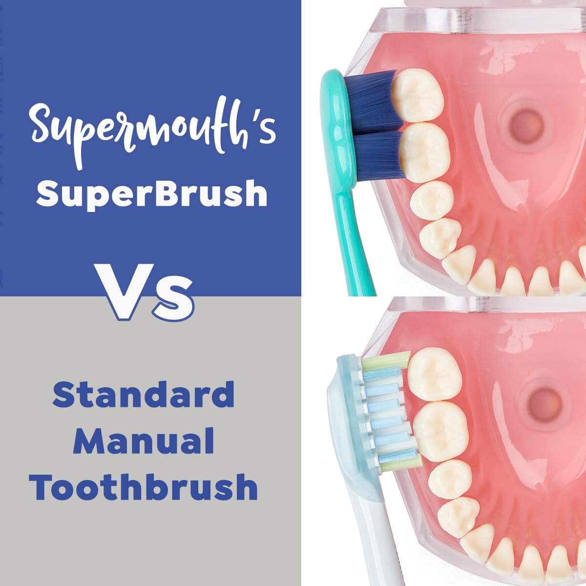 SuperMouth® SuperBrush Jr.® Kids Manual Toothbrush – Soft Patented SuperBristles® Clean Baby Teeth 30X Better, Gentle Plaque Removal, Augmented Reality Teaches Proper Brushing