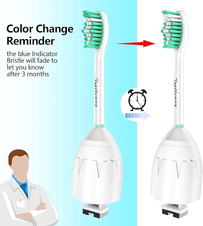 Toptheway Replacement Brush Heads Compatible with Sonicare E-Series Essence Xtreme Elite Advance and CleanCare Screw-On Toothbrush Handles 7022/66, 3 Pack