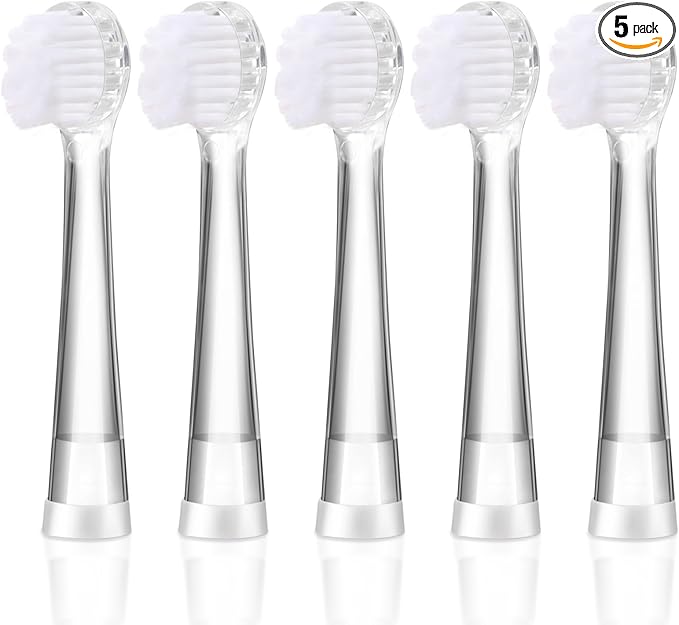 Baby Toothbrush Heads Compatible with Seago SG-513/SG-977/EK6, Compatible with Dada-Tech-BB1/977/K6, Compatible with Brush-Baby WildOnes/KIDZSONIC(8-18 Month)