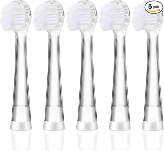 Baby Toothbrush Heads Compatible with Seago SG-513/SG-977/EK6, Compatible with Dada-Tech-BB1/977/K6, Compatible with Brush-Baby WildOnes/KIDZSONIC(8-18 Month)