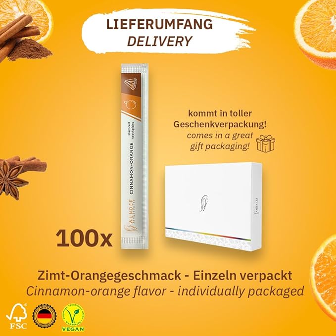 Wonder Toothpicks with Flavor - 100x Flavored toothpicks Individually Packed in 8 Refreshing Varieties - Gentle Oral Hygiene - Fresh Breath - Individually Packed Toothpicks with Flavor