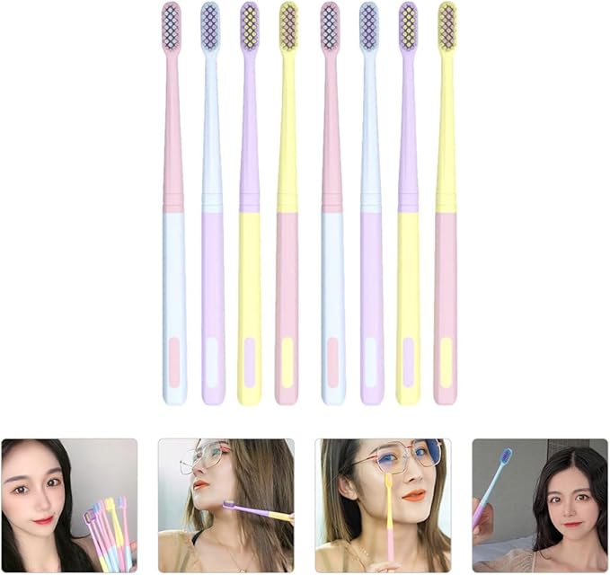 8Pcs Flexible Bristle Toothbrush with Small Heads for Adults Women and Men Soft Bristles for Deep Cleaning Gums and Plaque Removal Suitable for Fresh Breath and Daily Oral Care
