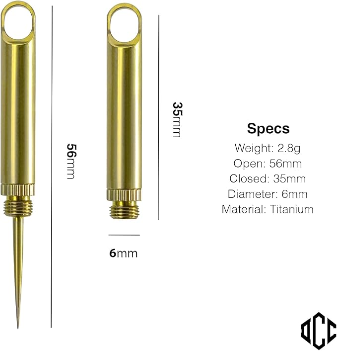 DAILYCARRYCO. TiPick Titanium Toothpick Holder - Portable Metal Travel Toothpick - Reusable EDC Micro Toothpick - Compact & Convenient - Carry On-the-Go - Titanium Construction, Citron