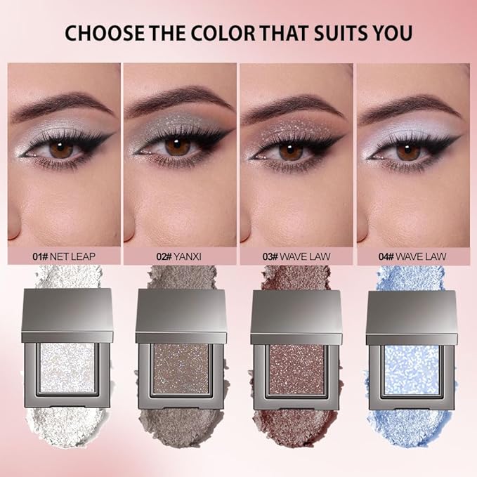 Single Glitter Eyeshadow Palette Makeup– velvet Cream Shimmer MIni Eye Shadow,Velvet Eyeshadow Palette –Shimmer Eye Makeup – Vegan& Cruelty-Free. (01#White glitter, 1 Count (Pack of 1))