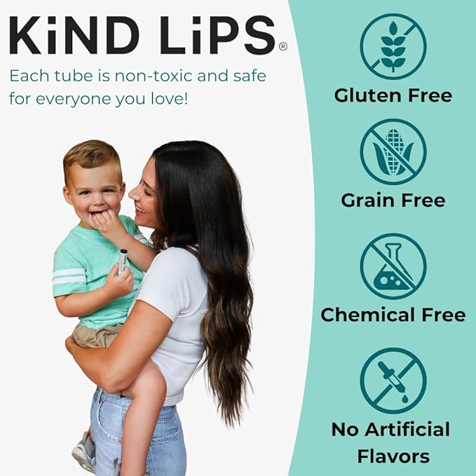 Kind Lips Strawberry Lip Balm 3-Pack - USDA Organic, Natural Chapstick Alternative for Dry Lips | Gluten-Free, Cruelty-Free