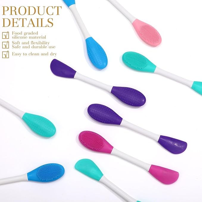 50 Pcs Facial Cleansing Brush, 2 in 1 Silicone Face Mask Brush Applicator & Face Scrubber for Exfoliating Massaging Remove Blackhead Makeup Skincare Applicator, Mud Clay Body Lotion DIY Mask