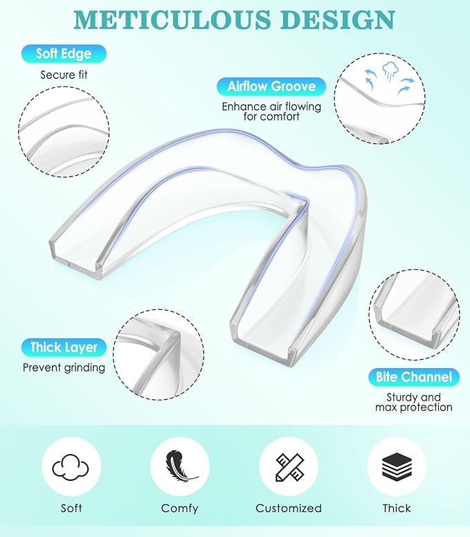 Mouth Guard for Grinding Teeth at Night,Upgraded Safety EVA Material, Night Guards for Teeth Grinding, Small (4 Pack),Transparent